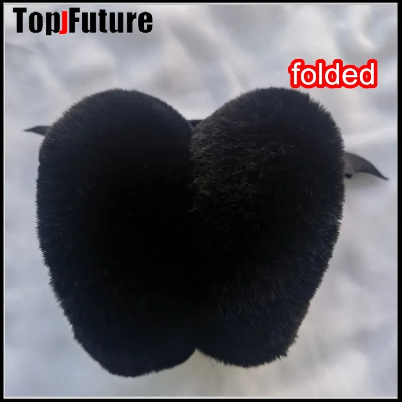 Harajuku Punk Girl Women Plush Cat Ear Bat Wing Warm Earmuffs Gothic Womens Lolita Warmer Muff Ear Cover Cross Fold Headband 250106