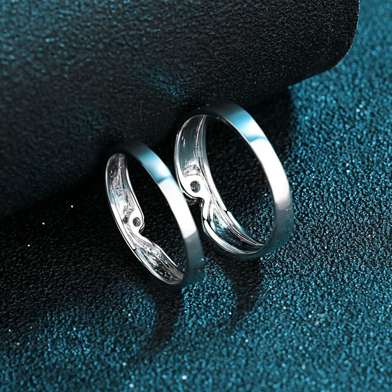 Na 2pcs/set 925 Sterling Silver Women Men Couple Sets Ring VVS1 Couples Matching Heart Rings Engagement Jewelry 250103