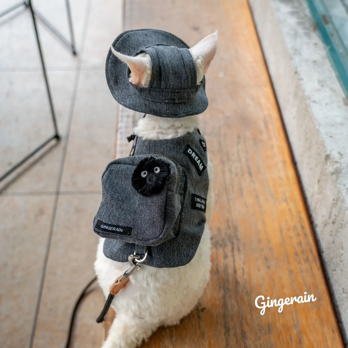 Black Cute Pet Self Backpack Harness Vest For s Gotas Katten Sphynx Rex Handmade Travel Snack Bag 250106