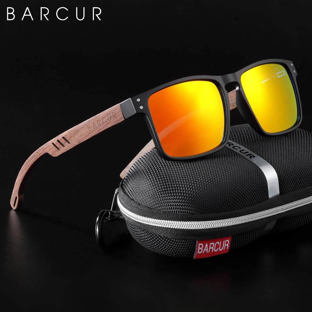 BARCUR Mens Sunglasses for Men er Natural Walnut Wood Sun Glasses Women Polarized Eyewear UV400 Eyewear 250106