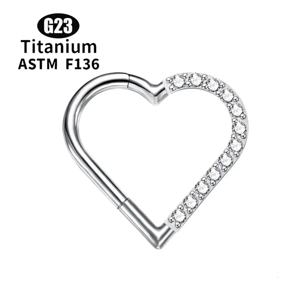 10pcs Heart Daith High Quality Hoop Nose Ring Ear Cartilage Tragus Earrings 16G Clicker Tragus Jewelry Body Piercing 250103