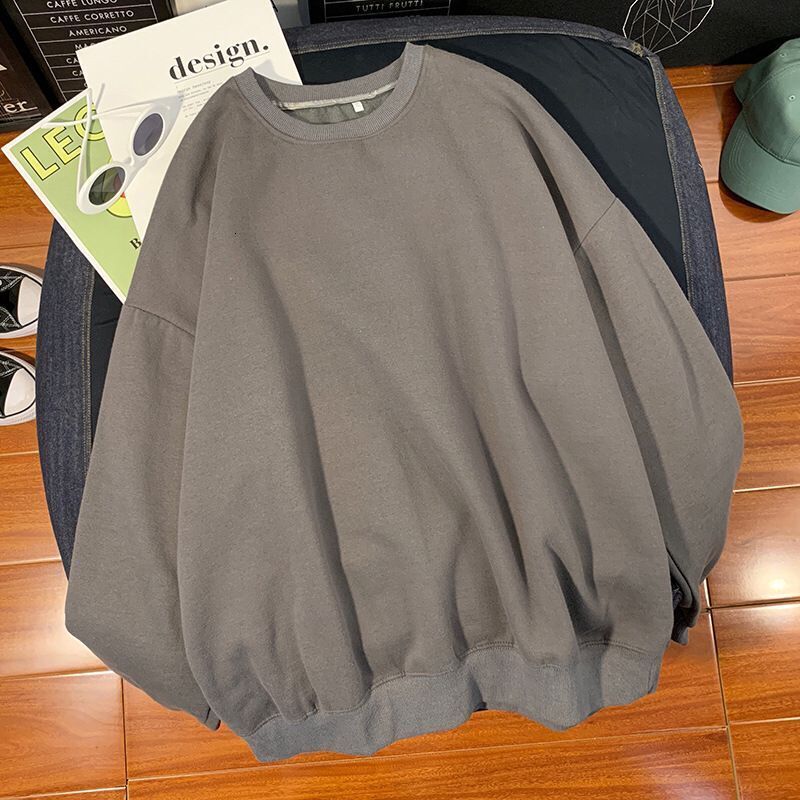 Round neck sweater mens fashion ins white long sleeved t-shirt trend versatile loose new boys spring and autumn clothes