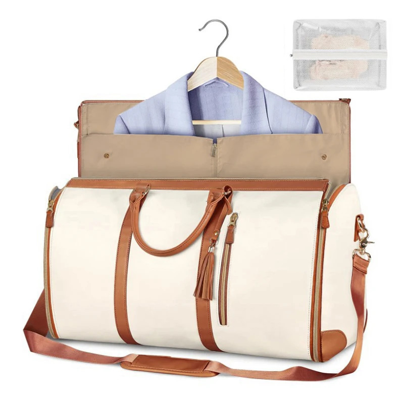 1pc Foldable Womens Travel Convenient Carryon Clothing Bag Large PU Leather Duffel Business 241226