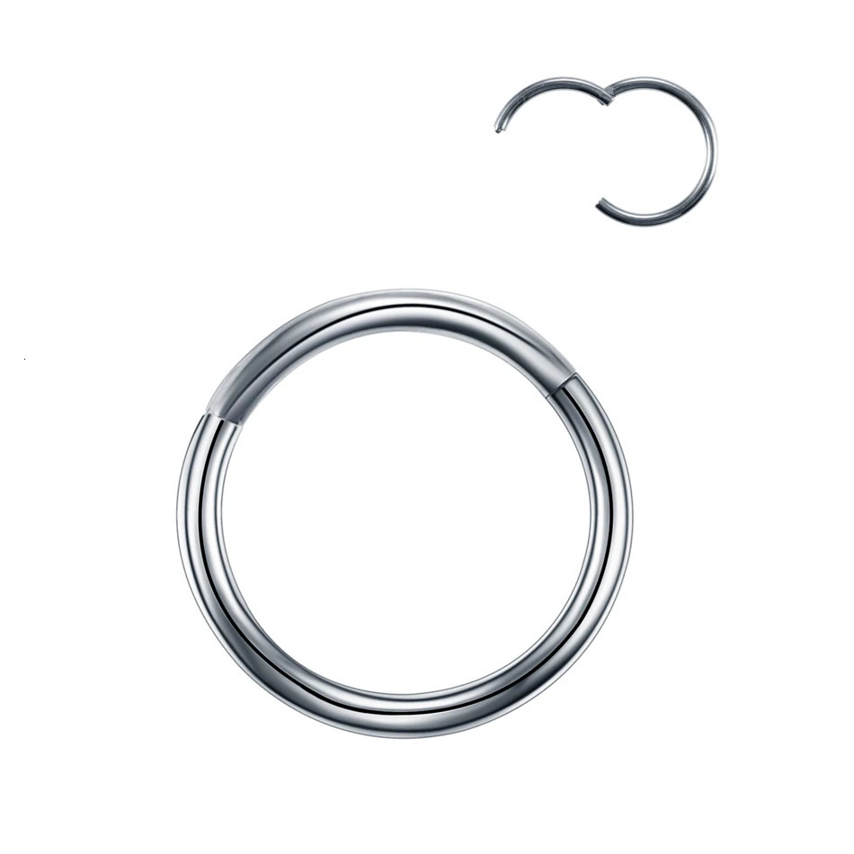 10Pcs/ G23 Nose Hoop Septum Clicker Piercing Hinged Segment Nose Ring Lip Helix Daith Conch Cartilage Piercing Jewelry 250103