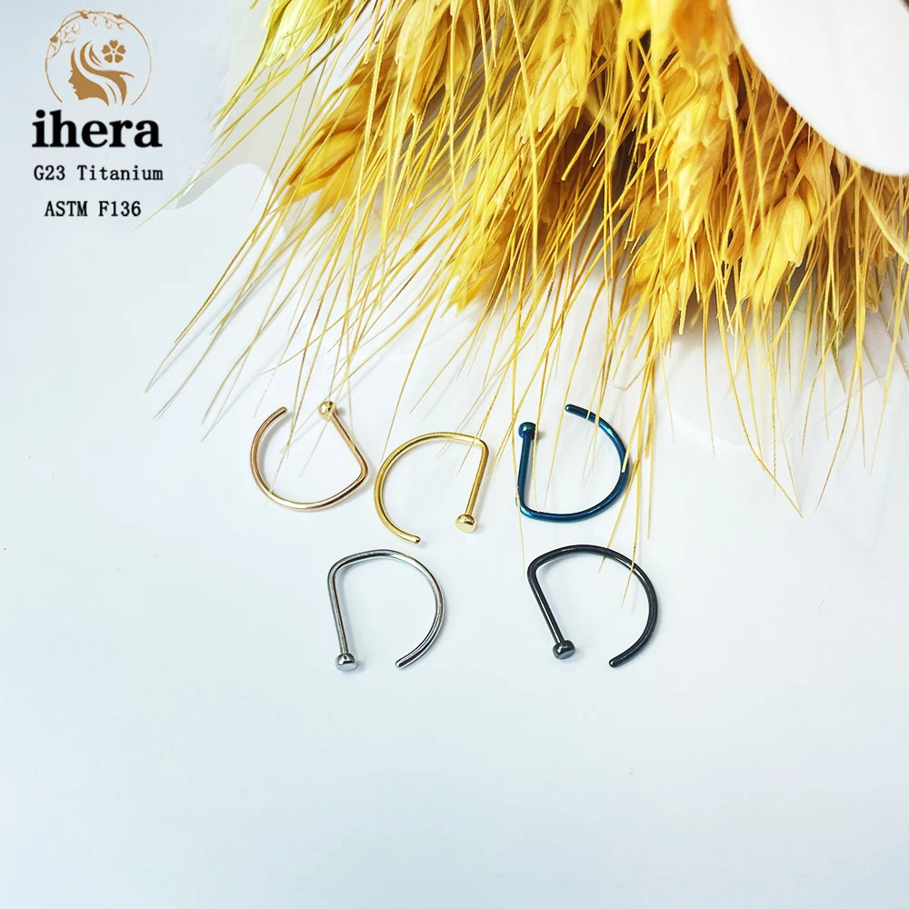 10PCS G23 D Shape Nose Piercing ASTM F136 20G Nose Ring Hoop Septum Rings Sexy Women Body Jewelry Nariz Stud 250103