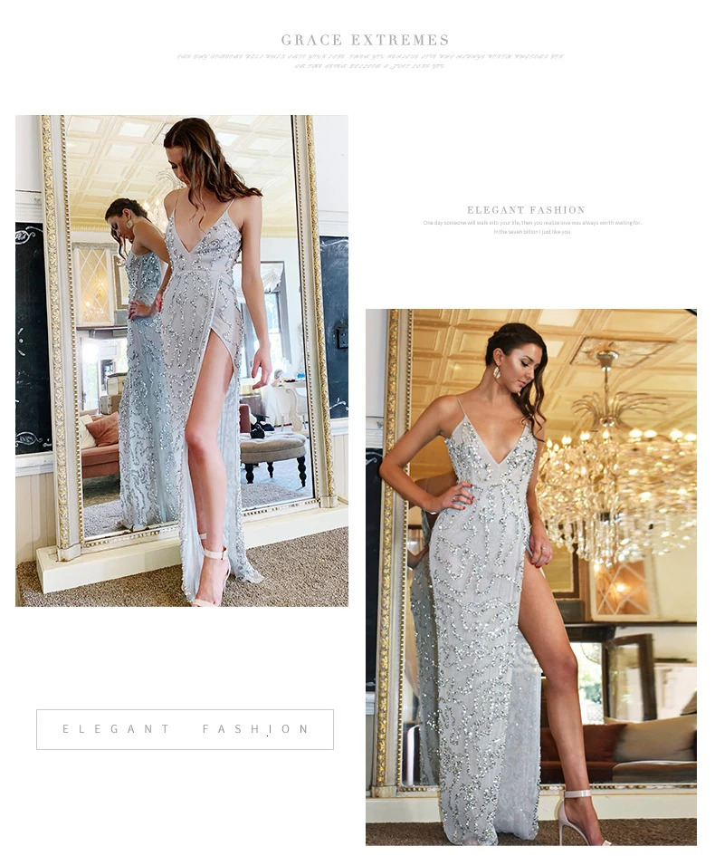 Sexy sequin evening gown for women bandage long gown elegant V-neck nightclub Bodycon party ball Maxi Vestidos dance party 250103
