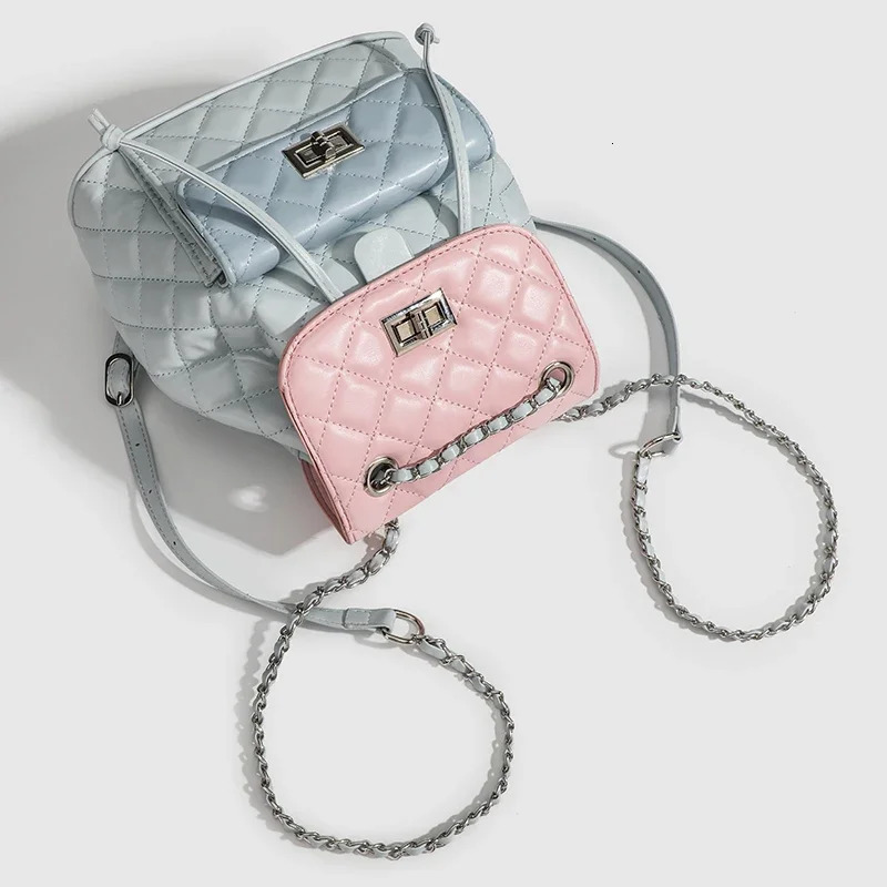 Foreign style small fragrant wind womens bag niche contrasting color backpack womens high-end chain women hand bag 250102