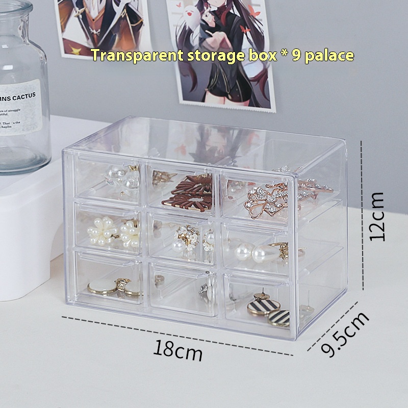 Transparent jewelry box earrings earrings jewelry storage box beads necklace beads nine lattice storage box