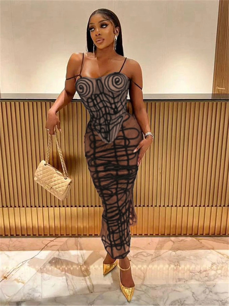 Ladies Autumn 2 Pieces Mesh See Through Sleeveless Backless Corset Top Maxi Skirt Matching Set Club Streetwear Fall Outfits 250106