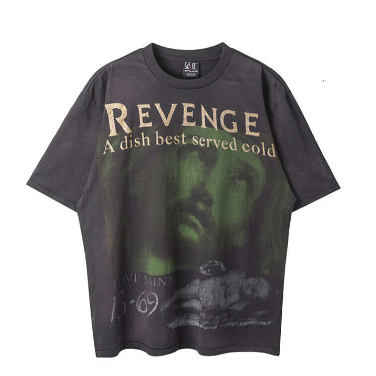 24fw trendy brand new high street short sleeved T-shirt washed and worn loose top half sleeve unisex