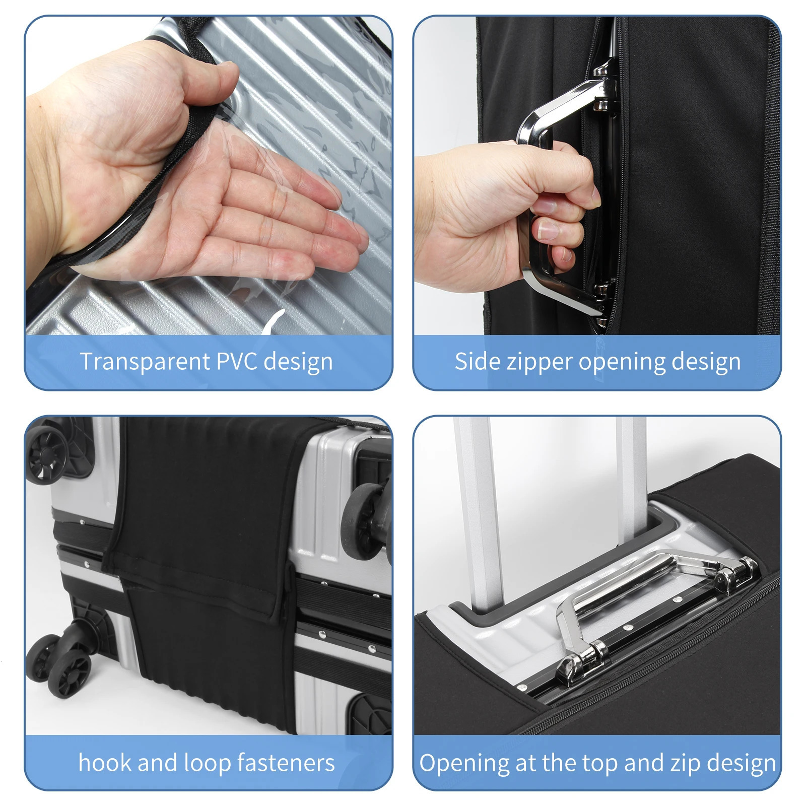 Transparent PVC protective cover dustproof and waterproof suitcase wear-resistant suitcase cover zipper style luggage cover 250103