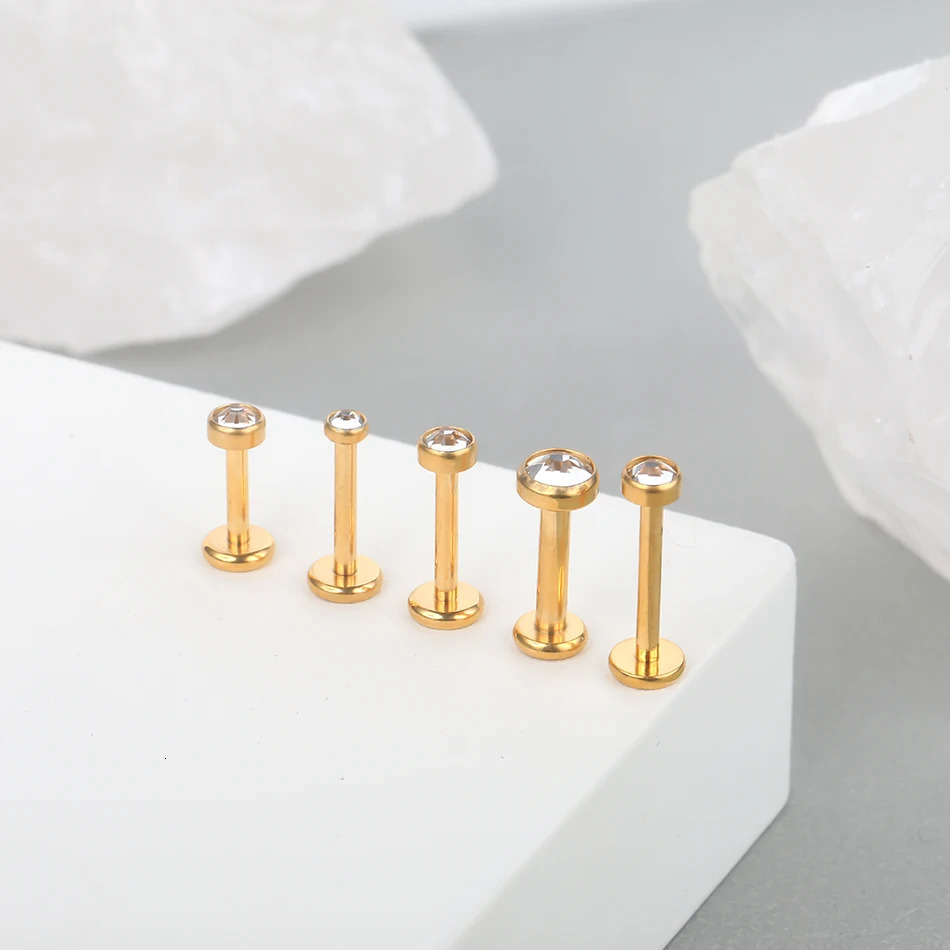 10Pcs/lot G23 Ear Tragus Lip Ring Nose Stud Crystal Internal Thread Helix Piercing Ear Stud Earring for Women Piercing 250103