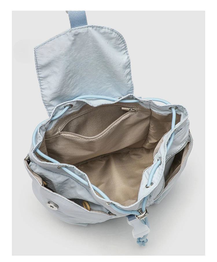 Miyagawa Small Niche Pocket Button Drawstring Backpack Fashion Korean Versatile Backpacks for Women 250102