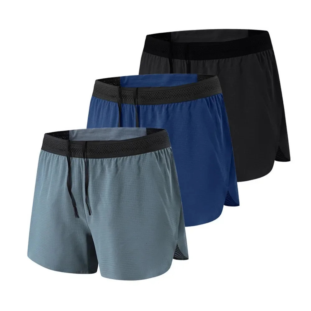 Mens Summer Sports Shorts Antiexposure Marathon Running Training Loose Fitness Racing Quickdrying Threequarter Pants 250103