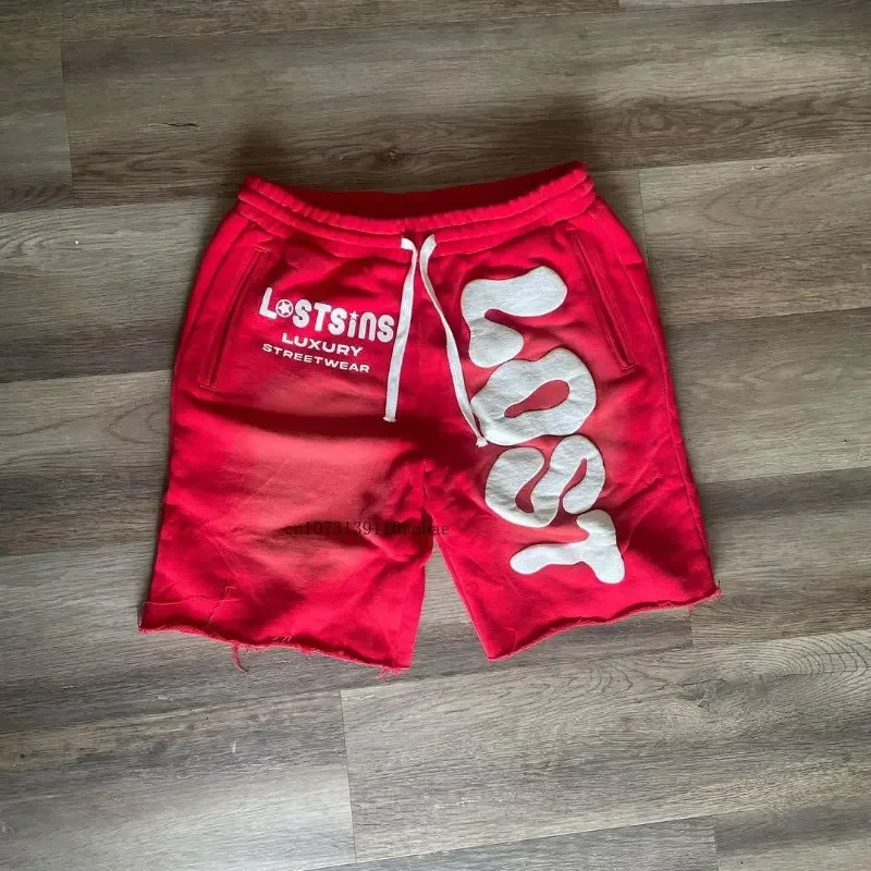 Foam Embroidered Shorts Loose Casual Shorts Men Women Spring Summer Ins Net Red Sense Y2k Letters Five Part Pants 250103