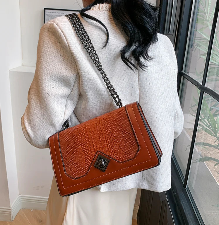 2024 Winter Womens Bag Snake Skin Leather Female Square Shoulder Bag Fashion Vintage Y2k Lady Bags Handbags Purses 250106