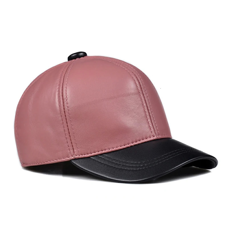 Unisex Real Leather Red Baseball Caps Sheepskin Casual Men Youth Duck Tongue Warm Hats Hip Pop Bonnet Femme Golf Sports 241230