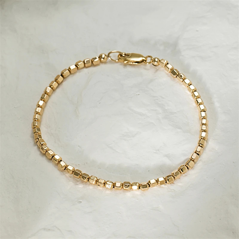 14K Gold Filled Bead Bracelet Handmade Tarnish Resistant Jewelry Boho Bracelets Anklets for Women Bridesmaid Gift Gold Bracelet 250102
