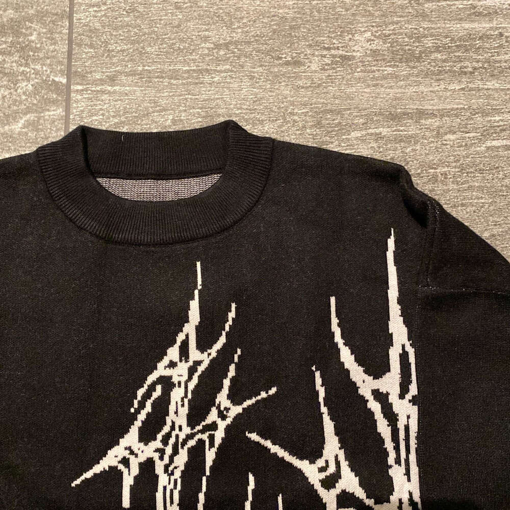 Knitwear Anime Jacquard Pattern Round Neck Long Sleeve High Street Loose Sweater y2k Style