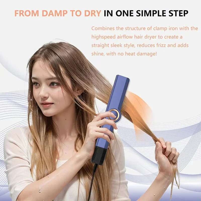 Airstrai 2-in-1 110000RMP Hair Dryer Wet & Dry Styg Straightener Air Wrap Negative Ion Portable Clamps