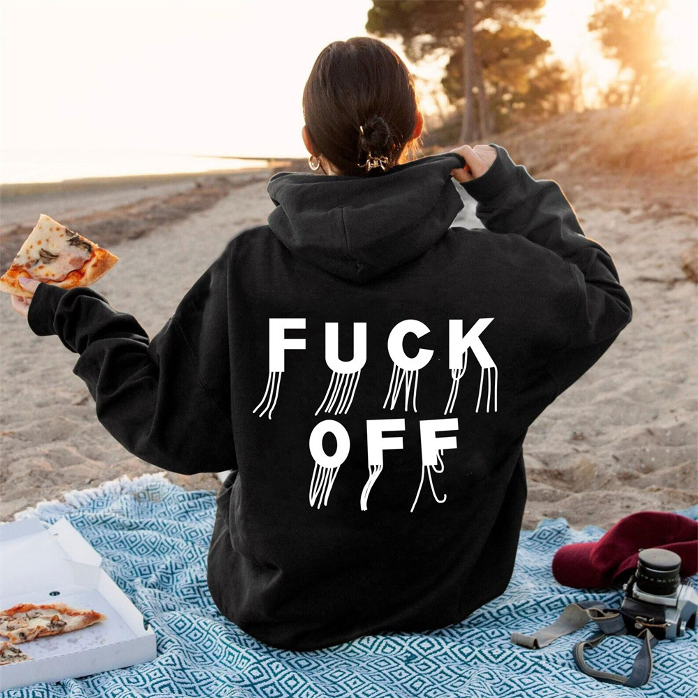 New Model With Free Shipping Tassel Hooded Hoodie Women's Letter Printed Loose Sport Top XS To 5XL