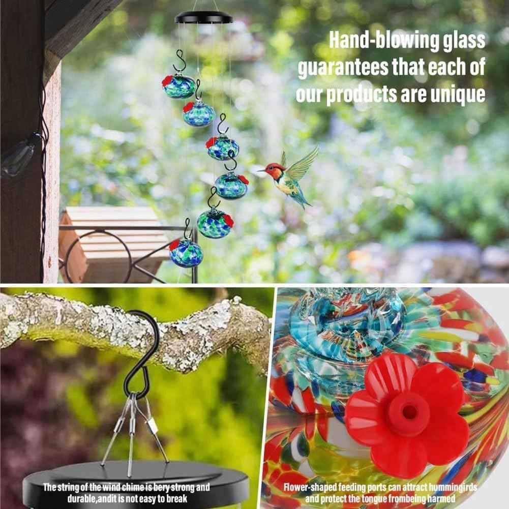 Outside Birdfeeder Hummingbird Feeders With Wind Chimes Leak-Proof Garden Decor Bee Guard And Bee Proof Accessories