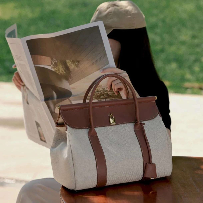 Capacity Spliced Color Leather Handbag 2025 Design Grained Cowhide Womens Tote Bag handbags