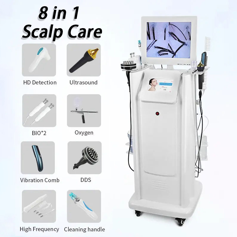 Multifunctional Scalp Treatment Advanced Vibration + Microcurrent Scalp Massage Anti-hair Loss Physiotherapy Facial Beauty 8 in 1 Dermabrasion Hair He