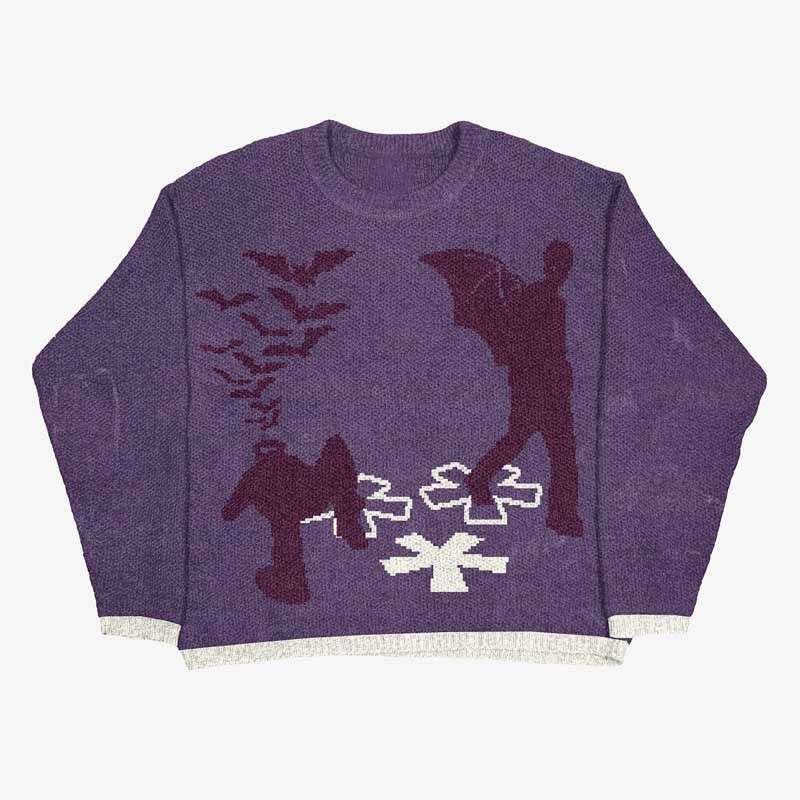 China-Chic autumn and winter punk hip-hop style round neck couple sweater street pullover Y2K top