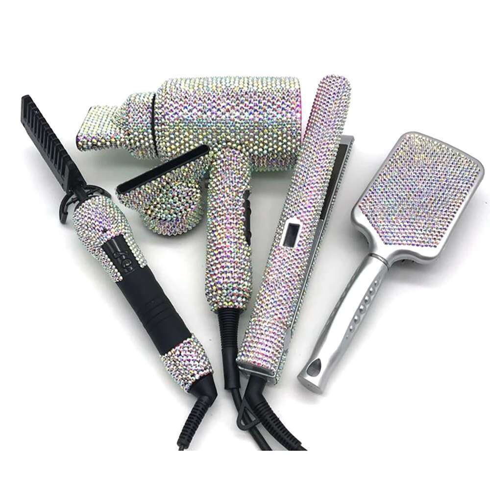 Styg Appliances 4 Piece Stylist Heating Plate Hair Straightener Hot Comb Blow Dryer Kit with Bg Rhies