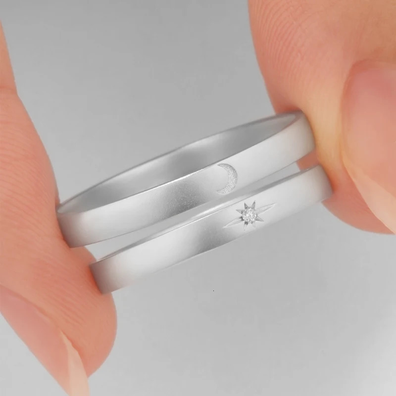 Star Crescent 18K/14K/10K Gold PT950 Platinum Diamond Couple Rings Wedding/Engagement Gift 250103
