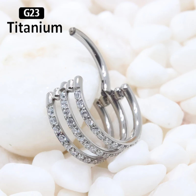 G23 Piercing 3 row zircon Hoop Septum Clicker Nose Rings Tragus Ear Cartilage Helix Conch Lip Body Jewelry earrings 250103