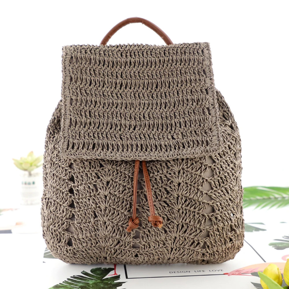 Womens Straw Backpack Summer Boho Bohemian Hollow Shoulder Bag Hobo Crochet Women Travel Bags for Women Knitted Beach Backpack 250102
