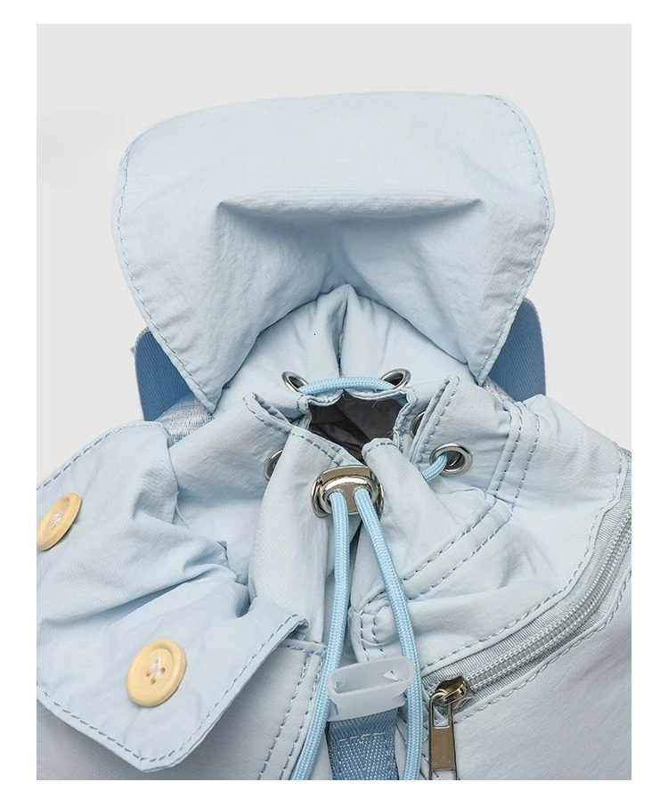 Miyagawa Small Niche Pocket Button Drawstring Backpack Fashion Korean Versatile Backpacks for Women 250102