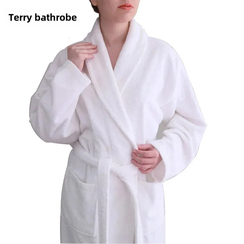Pure Cotton el Bathrobe White Fleece Checked Robe Five-Star el Quality Bathwear Home Use Products From China Mainland 250102