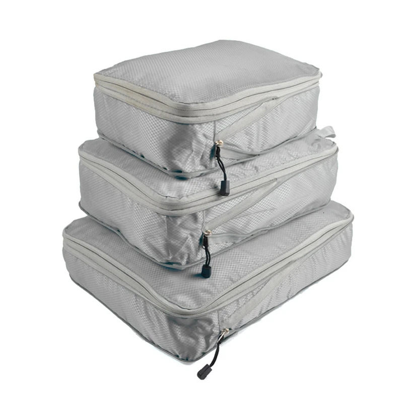 3PCS Compressed Packing Cubes Travel Storage Organizer Set Mesh Visual Luggage Portable Convenient Lightweight Suitcase Bag 241226