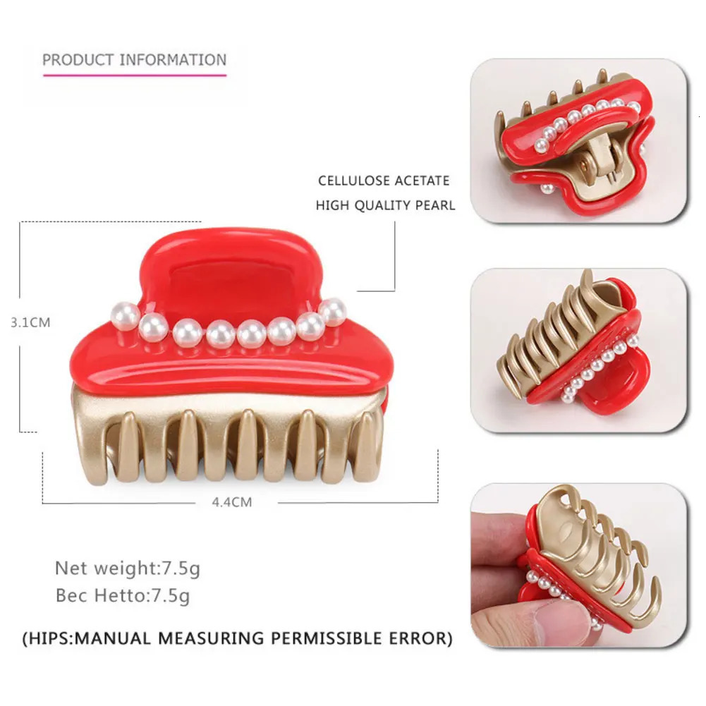 A French Paris Hair Claw Clip for Women Girls Pearl Acetate Hair Accessory Ornament Jewelry Ponytail Holder for Party 250106