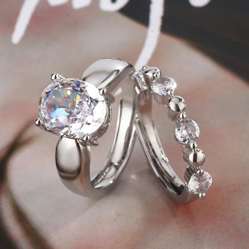Couple ring White ice cut white quality ring hand jewelry 250103