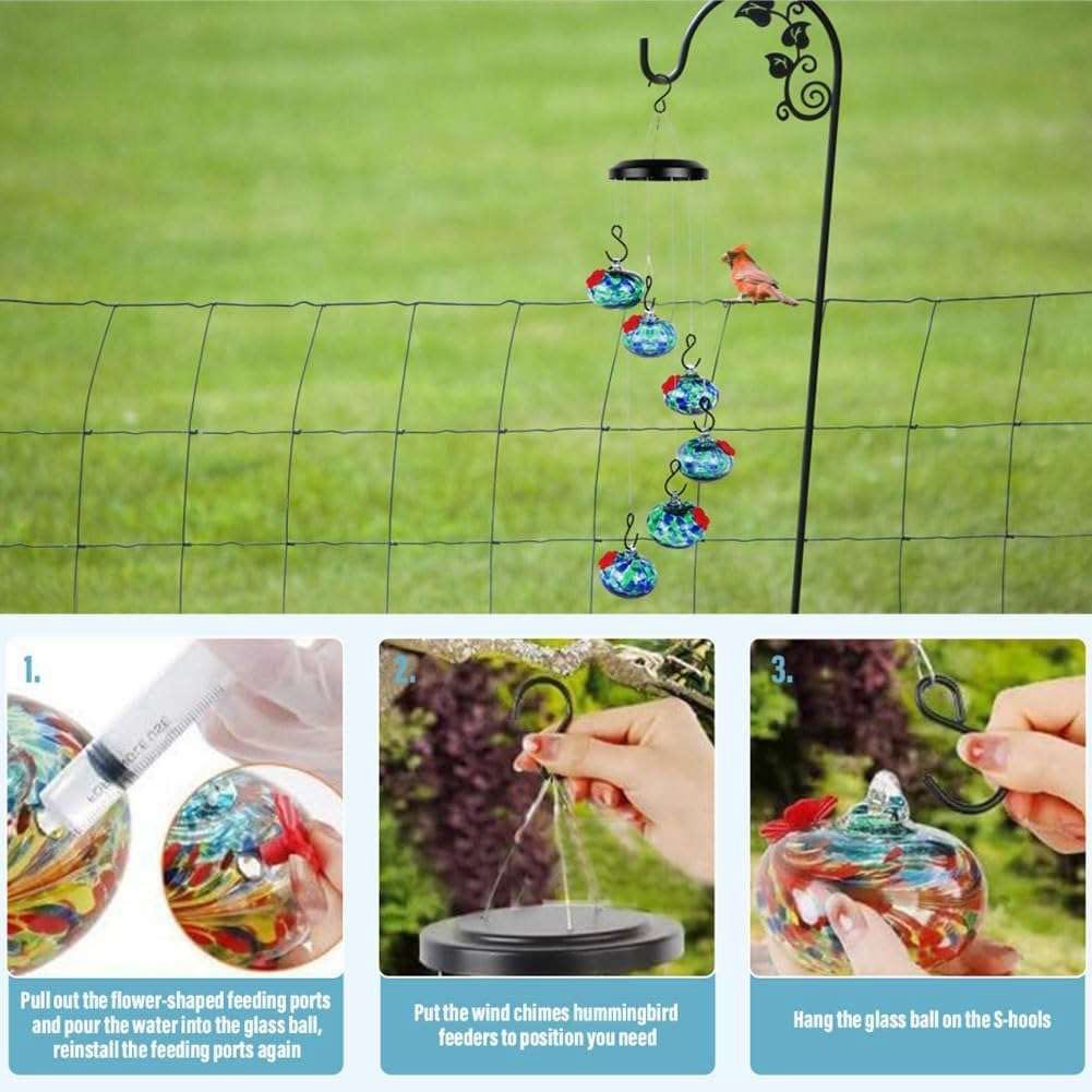 Outside Birdfeeder Hummingbird Feeders With Wind Chimes Leak-Proof Garden Decor Bee Guard And Bee Proof Accessories