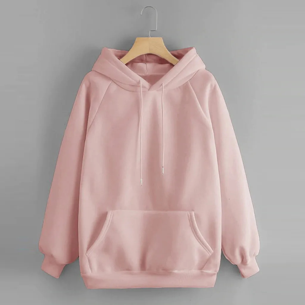 Womens Pullover Sweatshirt Pink Blue Oversized Hoodies Women Pullover Pocket Loose Cotton Hoodies Fall Winter Female Top 250106