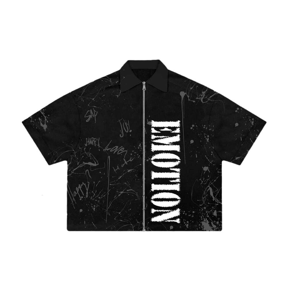 New fashionable 3D digital printed men's zipper shirt short sleeved jacket