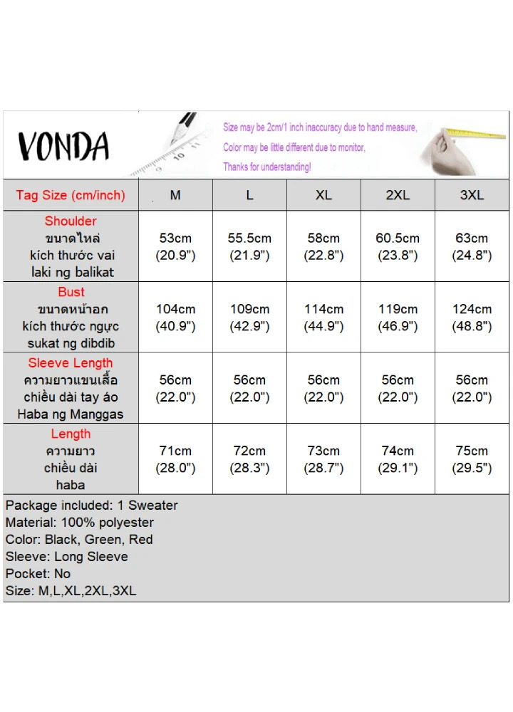 Women Striped Pullovers Autumn Round Neck Off Shoulder VONDA Long Puff Sleeve Knitted Sweater Casual Solid Fashion Jumpers 250103