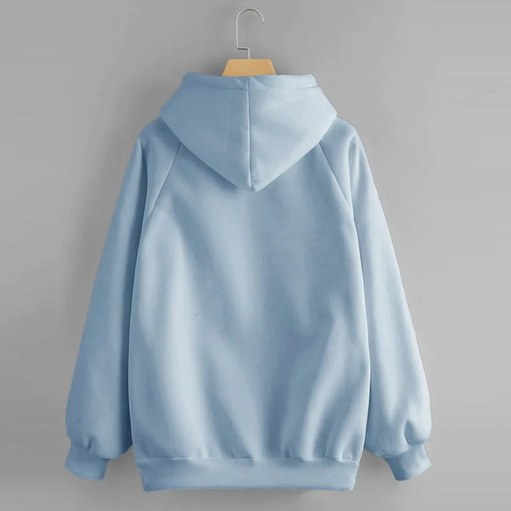 Womens Pullover Sweatshirt Pink Blue Oversized Hoodies Women Pullover Pocket Loose Cotton Hoodies Fall Winter Female Top 250106
