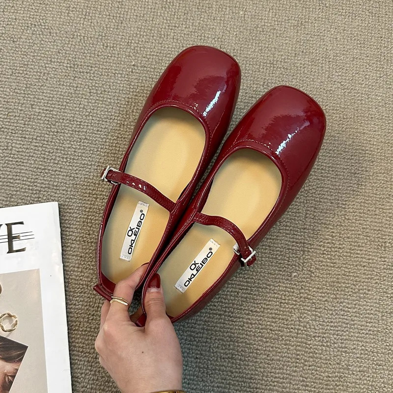 er Red Women Mary Jane Ballet Flats Fashion Ladies Casual Soft Sole Flats Spring Womens Comfort Shallow Ballerina Shoes 250106