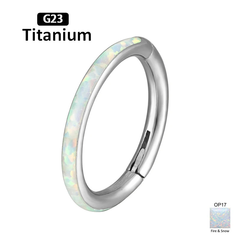 1Pc G23 6-12mm Opal Nose Ring Hoop Septum Clicker Hinged Segment Ear Cartilage Tragus Helix Lip Piercing Body Jewelry 250103
