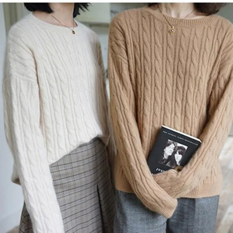 Autumn and winter Cashmere Sweaters Women Long Sleeve ONeck Knitwear Tops 250103