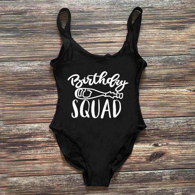 Birthday Queen Crown Swimsuit Squad One Piece Swimwear Woman Bachelorette Party Swimming Suit biquinis feminino mayo 250106