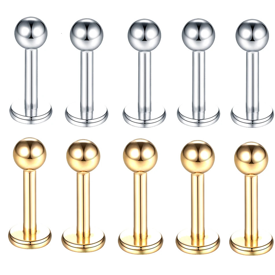 10PCS G23 Labret Piercings Lip Ring 16G Internal Thread Nose Stud Earring Tragus Helix Cartilage Piercing Body Jewelry 250103