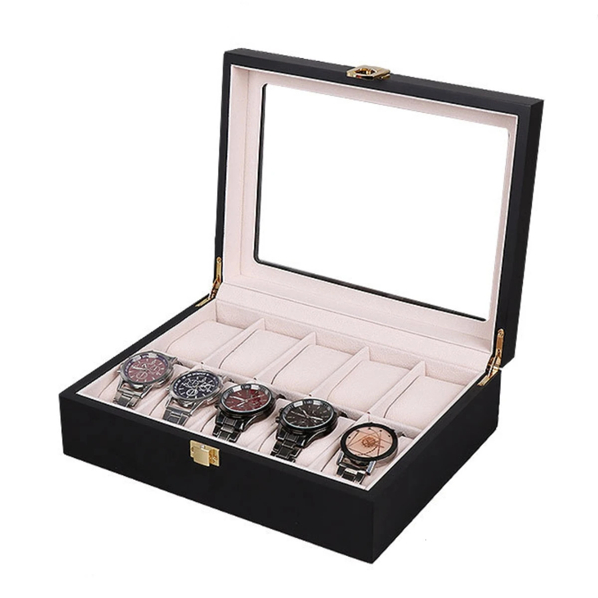 Wood Watch Box Organizer Black Wood Watch Stand Mens Watch Box Jewelry Storage Box 250102