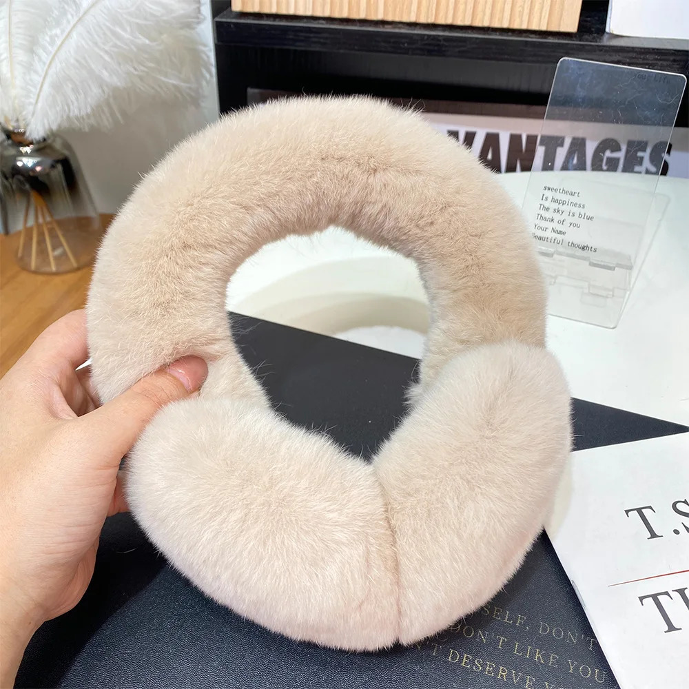 Fashion Natural 100% Rex Rabbit Fur Earmuff Russia Winter Warm Women Real Fur Earmuffs Girls Earlap 250106